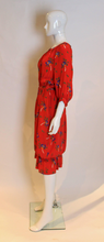 Load image into Gallery viewer, A vintage 1970s Celine Silk Red Floral printed Dress