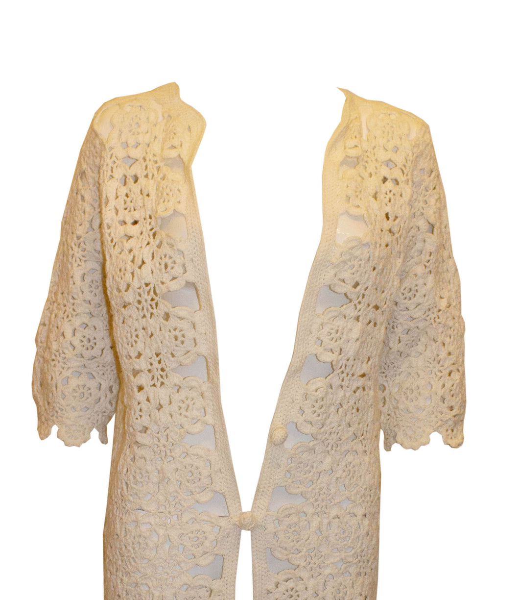 Vintage White Crochet Coat
