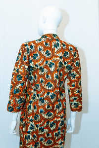 Vintage African Print, Ivory Coast Couture Cotton Dress