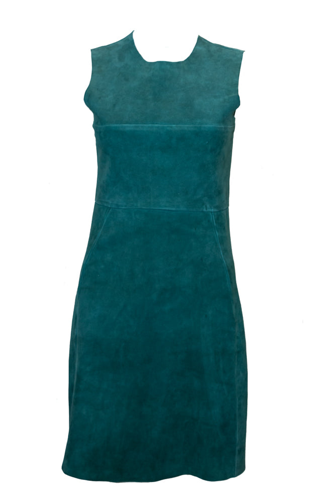 Green Celine Suede Shift Dress  modesandmore