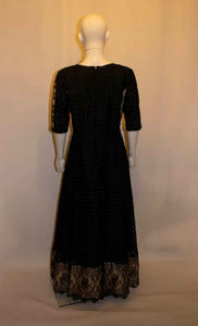 Vintage Jean Varon Black and White Ribbon and Lace Gown
