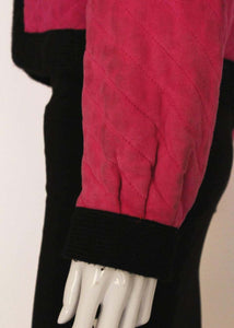 A Vintage 1970s - 1980s Yves Saint Laurent Rive Gauche pink Suede bomber Jacket
