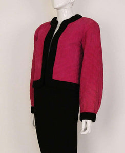 A Vintage 1970s - 1980s Yves Saint Laurent Rive Gauche pink Suede bomber Jacket